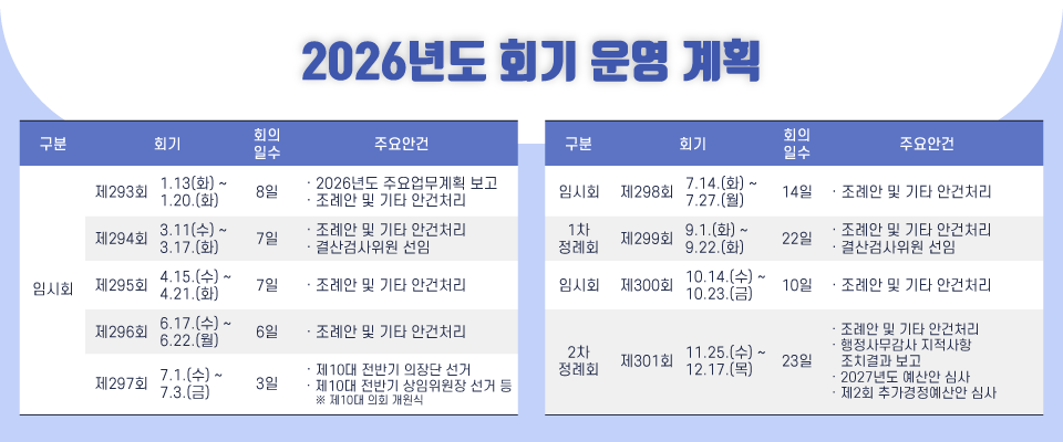 2026 연간회기일정